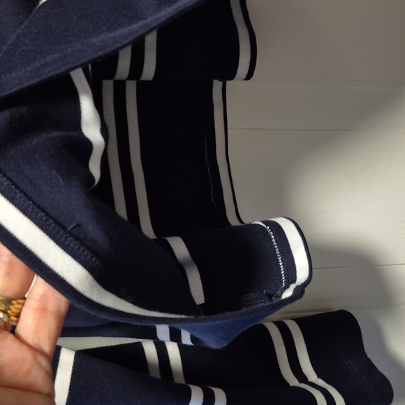 Reitmans, 100% Cotton, Collared V Neck, Long Sleeve, Navy and White  XS - Picture 5 of 7